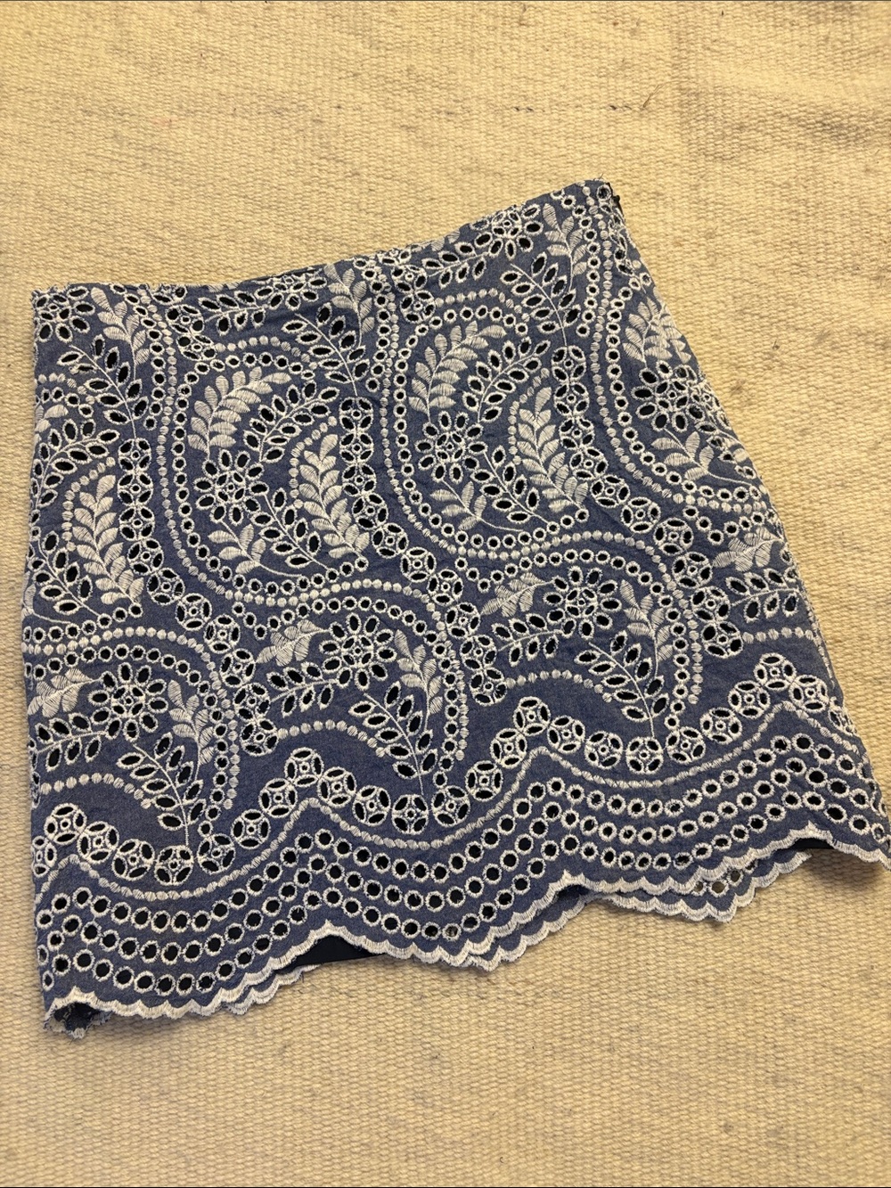 LOFT Navy and White Eyelet Lace Mini Skirt